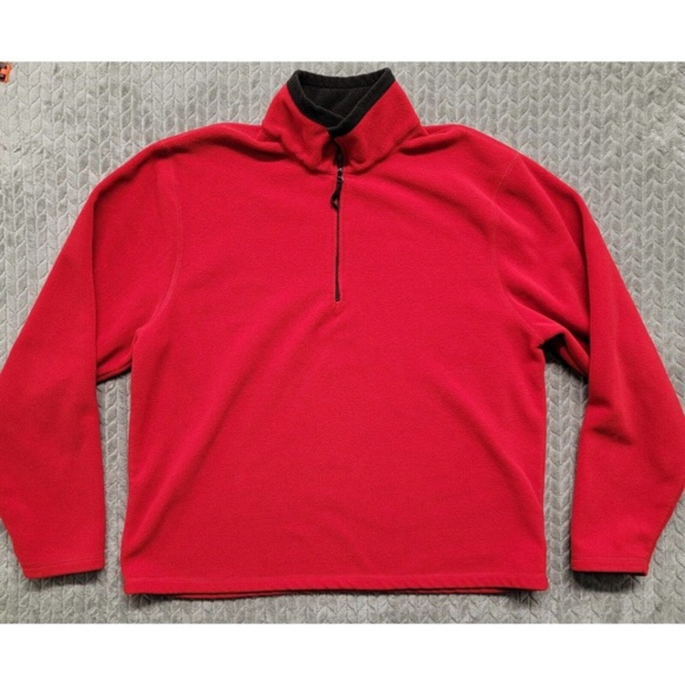 Old Navy Sweater Mens XL Red ¼ Zip Fleece Mock Neck Pullover Sweatshirt‎